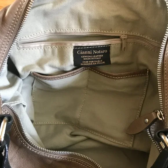 Gianni Notaro Made in Italy Leather Color Block Shoulder Bag - Picture 15 of 16